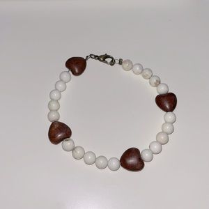 Heart and stone hand crafted bracelet.